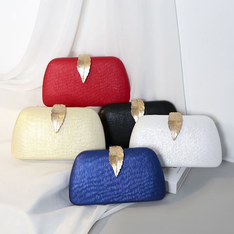 White Red Blue Pu Leather Solid Color Shell Evening Bags