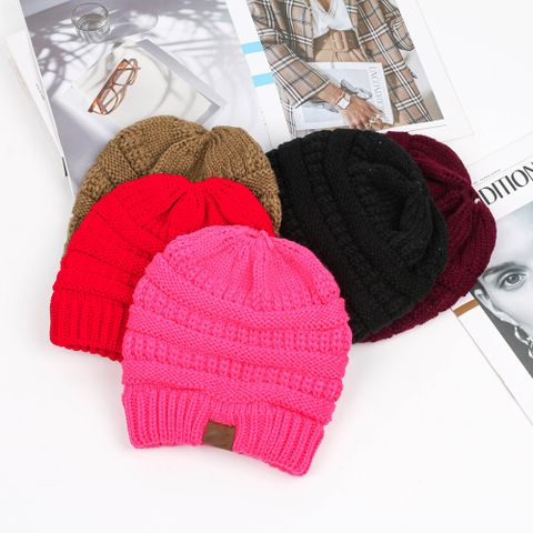 Women's Basic Solid Color Patch Eaveless Wool Cap