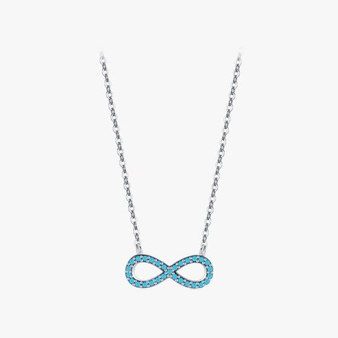 Simple Style Infinity Sterling Silver Plating Inlay Turquoise Rhodium Plated Pendant Necklace