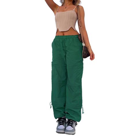 Women's Casual Street Streetwear Solid Color Full Length Pocket Casual Pants Cargo Pants