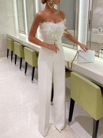 Women's Street Streetwear Solid Color Full Length Embroidery Jumpsuits