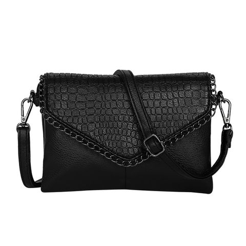 Women's Small Pu Leather Crocodile Fashion Chain Square Flip Cover Crossbody Bag