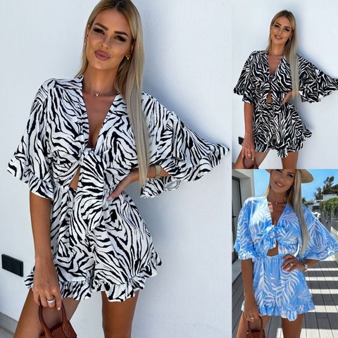 Women's Holiday Daily Vacation Zebra Shorts Printing Rompers