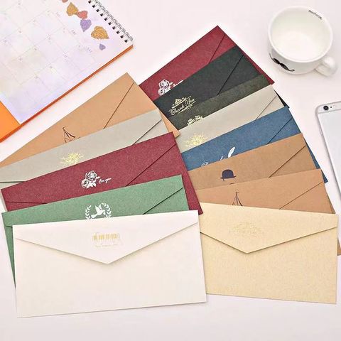 Retro Gilding Simple Retro Greeting Card Invitation Thickened Paper Envelope 1 Piece