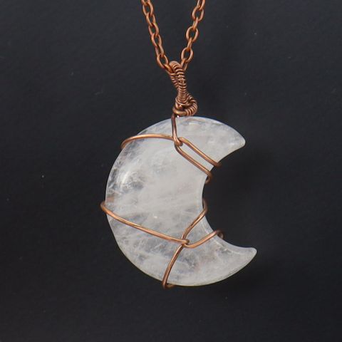 Ethnic Style Moon Natural Stone Handmade Pendant Necklace 1 Piece