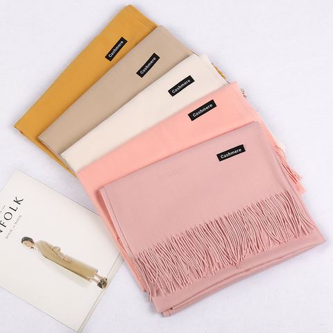 Women's Fashion Tassel Solid Color Polyester Winter Scarves