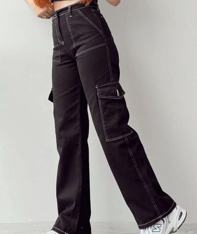 Women's Daily Simple Style Solid Color Full Length Pocket Cargo Pants