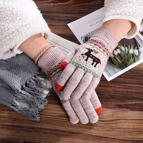 Women's Cute Deer Polyester Gloves 1 Pair