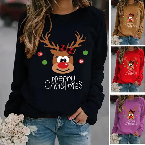 Women's Hoodie Long Sleeve Hoodies & Sweatshirts Printing Casual Letter Deer