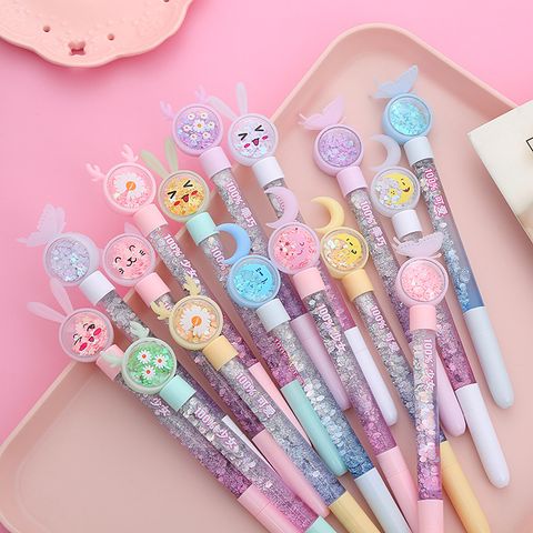 Cute Butterfly Rabbit Quicksand Pen Sequins Student Christmas Gift Gel Pen