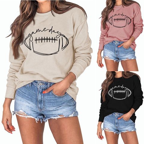Women's Hoodie Long Sleeve Hoodies & Sweatshirts Printing Casual Letter Rugby