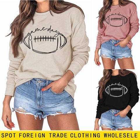 Women's Hoodie Long Sleeve Hoodies & Sweatshirts Printing Casual Letter Rugby