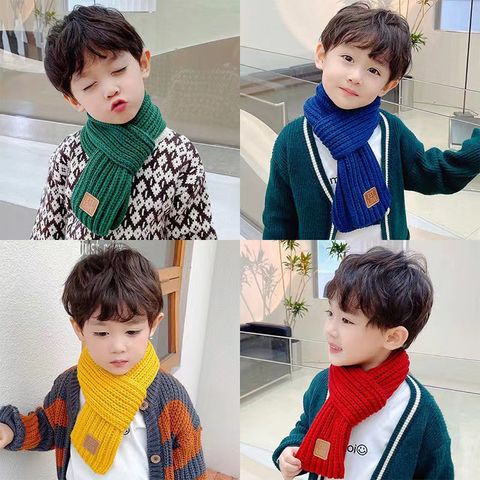 Children Unisex Simple Style Solid Color Cotton Hollow Out Scarf