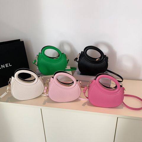 Women's Small All Seasons Pu Leather Solid Color Streetwear Shell Zipper Shoulder Bag Handbag Saddle Bag