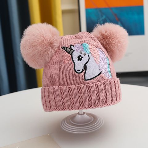 Girl's Cartoon Style Cute Simple Style Unicorn Wool Cap