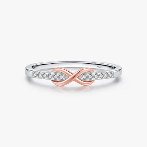 Ig Style Elegant Retro Infinity Sterling Silver Plating Inlay Zircon Rose Gold Plated Rhodium Plated Rings