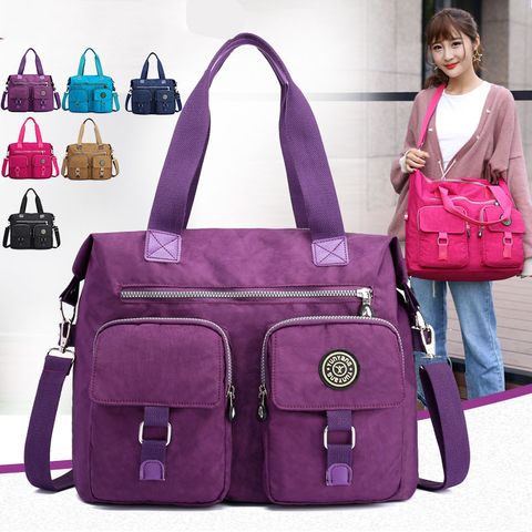 Women's Nylon Solid Color Streetwear Square Zipper Handbag