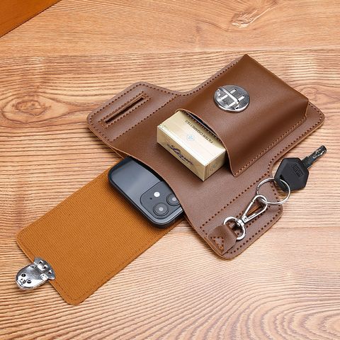 Men's Streetwear Solid Color Pu Leather Waist Bags