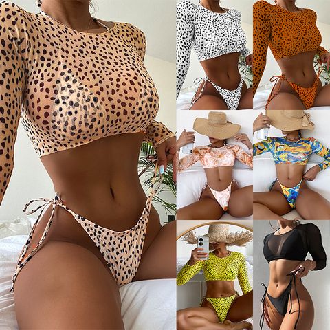Women's Beach Leopard 3 Piece Set Bikinis