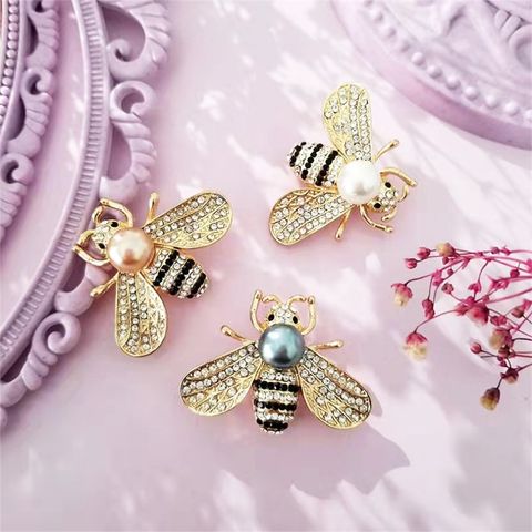 Cute Bee Alloy Plating Inlay Rhinestones Women's Brooches