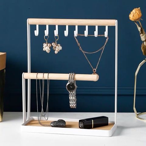 Simple Style Solid Color Pp Jewelry Rack