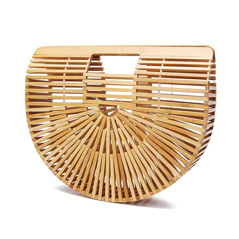 Women's Medium Bamboo Joint Solid Color Fashion Hollow Square Open Handbag