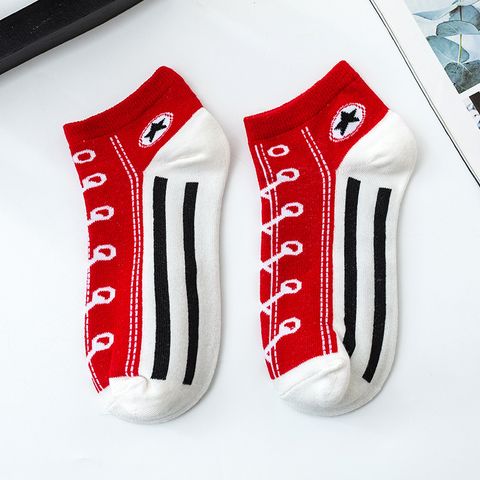 Unisex Casual Color Block Cotton Ankle Socks A Pair