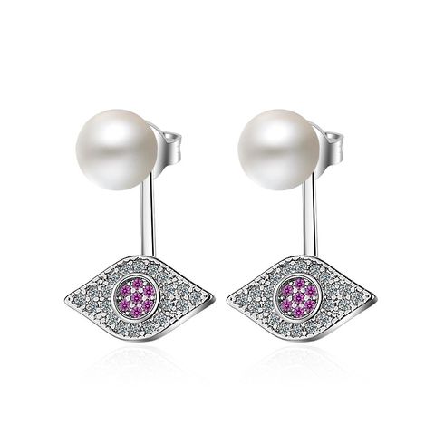 1 Pair Lady Square Plating Inlay Copper Pearl Zircon White Gold Plated Drop Earrings