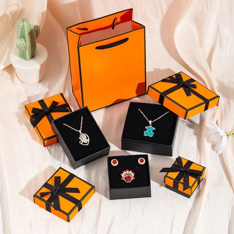 Simple Style Color Block Bow Knot Paper Jewelry Boxes