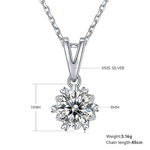 Simple Style Shiny Snowflake Sterling Silver Flakes Moissanite 18k Gold Plated Women's Jewelry Set