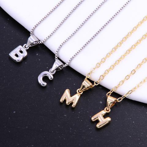 Simple Style Letter Copper 18k Gold Plated White Gold Plated Pendant Necklace In Bulk