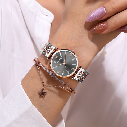 Simple Style Color Block Double Side Snaps Quartz Women's Watches