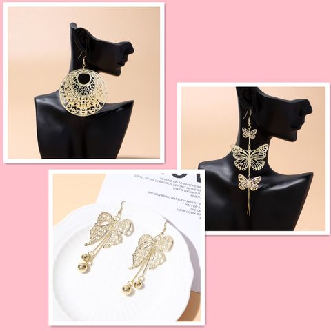 1 Pair Casual Ethnic Style Oversized Circle Butterfly Alloy Drop Earrings