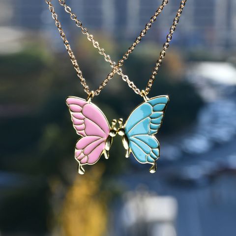 Elegant Cute Heart Shape Butterfly Alloy Plating Valentine's Day Women's Pendant Necklace