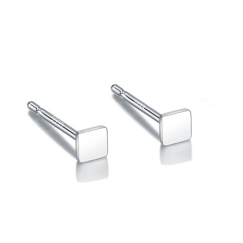 1 Pair Simple Style Geometric Sterling Silver Plating Ear Studs