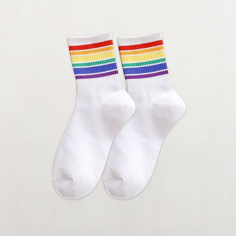 Women's Casual Rainbow Cotton Ankle Socks A Pair
