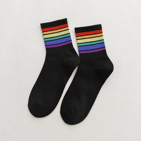 Women's Casual Rainbow Cotton Ankle Socks A Pair