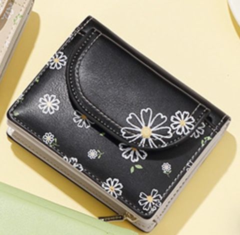 Women's Flower Pu Leather Side Zipper Wallets