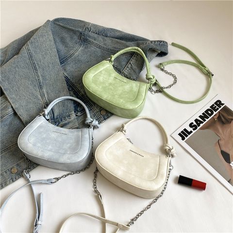 Women's Small Pu Leather Solid Color Basic Pillow Shape Zipper Handbag