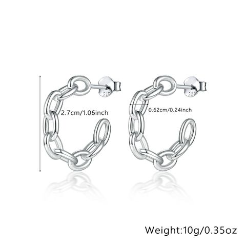 1 Pair Casual Simple Style Geometric Sterling Silver Zircon White Gold Plated Ear Studs