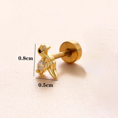 1 Piece Ear Cartilage Rings & Studs Classic Style Geometric Stainless Steel Copper Polishing Plating Inlay Diamond 18K Gold Plated Ear Cartilage Rings & Studs
