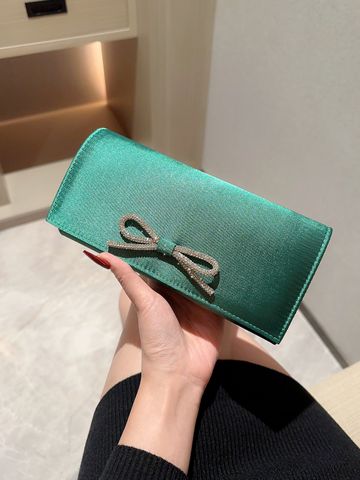 Apricot Green Black Polyester Solid Color Bow Knot Bowknot Evening Bags