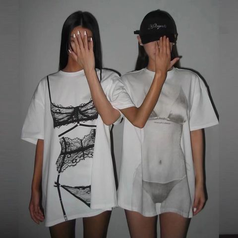 Women's T-shirt Short Sleeve T-shirts Printing Sexy Streetwear Human