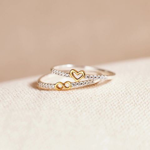 Elegant Lady Infinity Heart Shape Sterling Silver Plating Rings