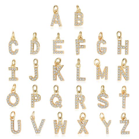 Simple Style Letter Zircon Copper Wholesale Charms Jewelry Accessories