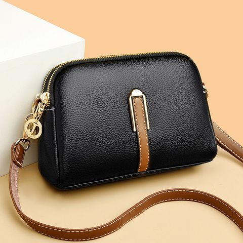 Women's Small Pu Leather Solid Color Basic Shell Zipper Shoulder Bag Crossbody Bag Dome Bag