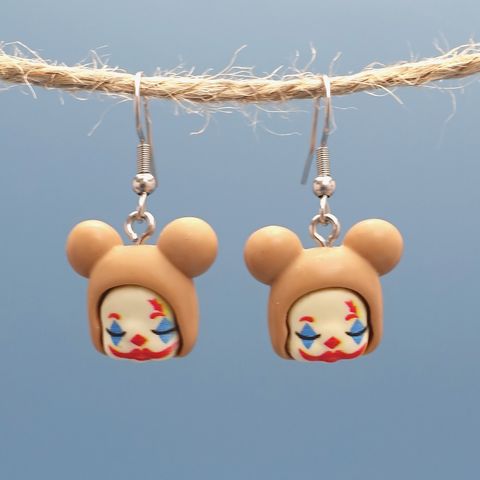1 Pair Funny Clown Plastic Resin Drop Earrings