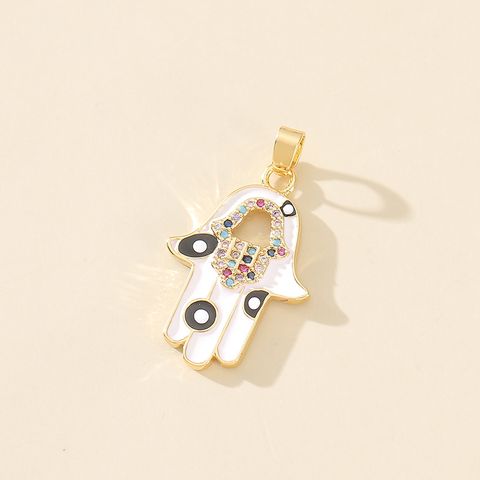 1 Piece Copper Zircon Gold Plated Inlay Polished Pendant