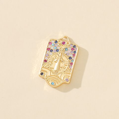 1 Piece Copper Zircon Gold Plated Inlay Polished Pendant
