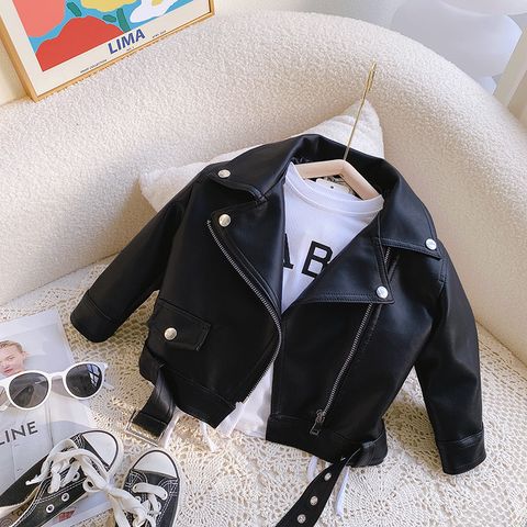 Streetwear Solid Color Polyester Boys Outerwear